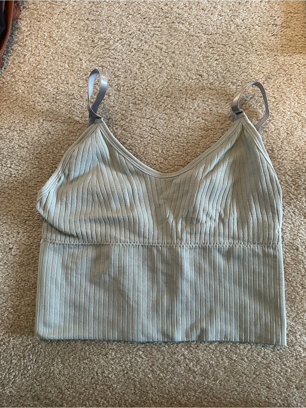 NWOT Ribbed V-Neck Cami Tank Top in Sage Green